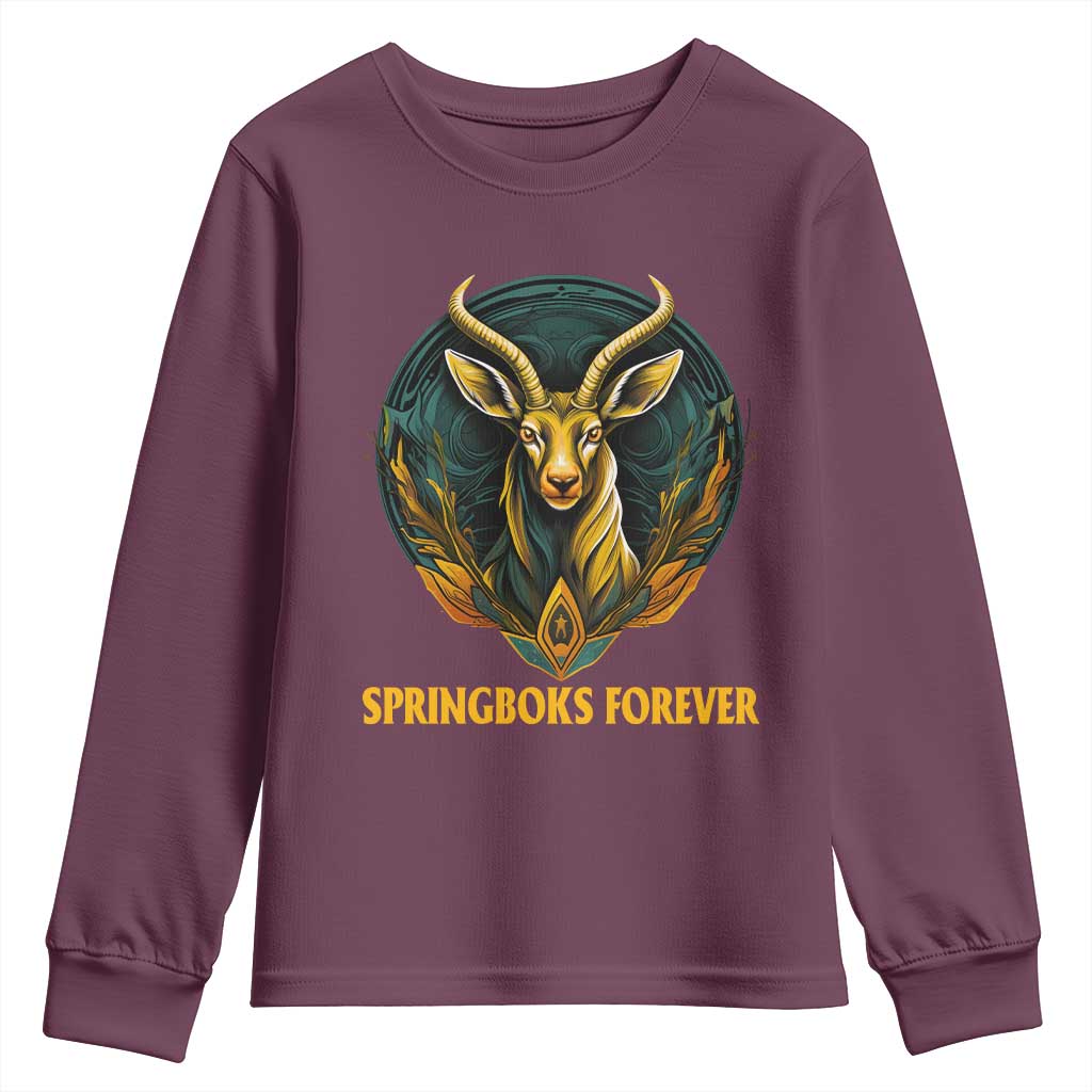 South Africa Rugby Springboks Youth Long Sleeve Shirt Forever Stronger Together Go Bokke