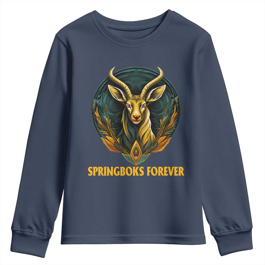 South Africa Rugby Springboks Youth Long Sleeve Shirt Forever Stronger Together Go Bokke