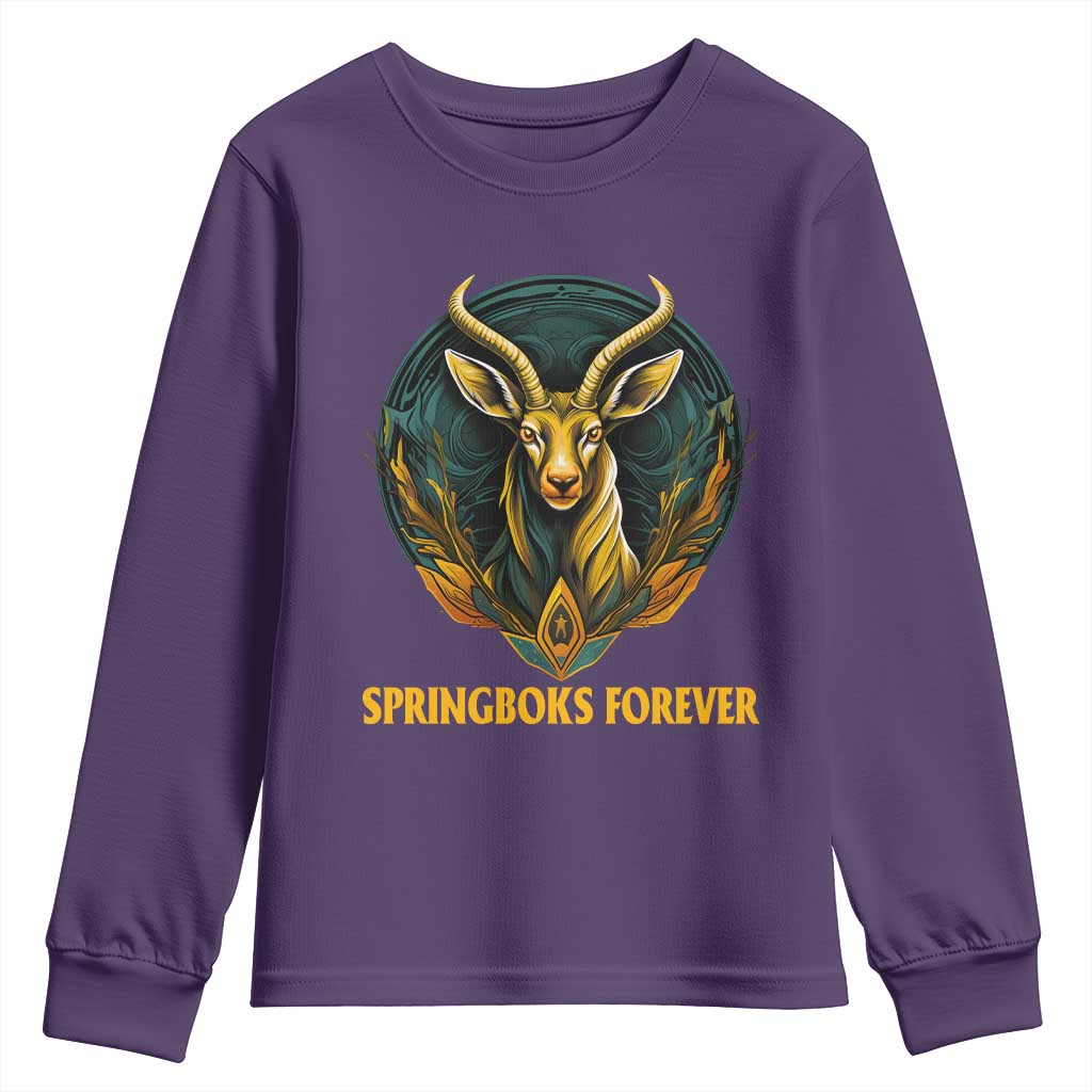 South Africa Rugby Springboks Youth Long Sleeve Shirt Forever Stronger Together Go Bokke