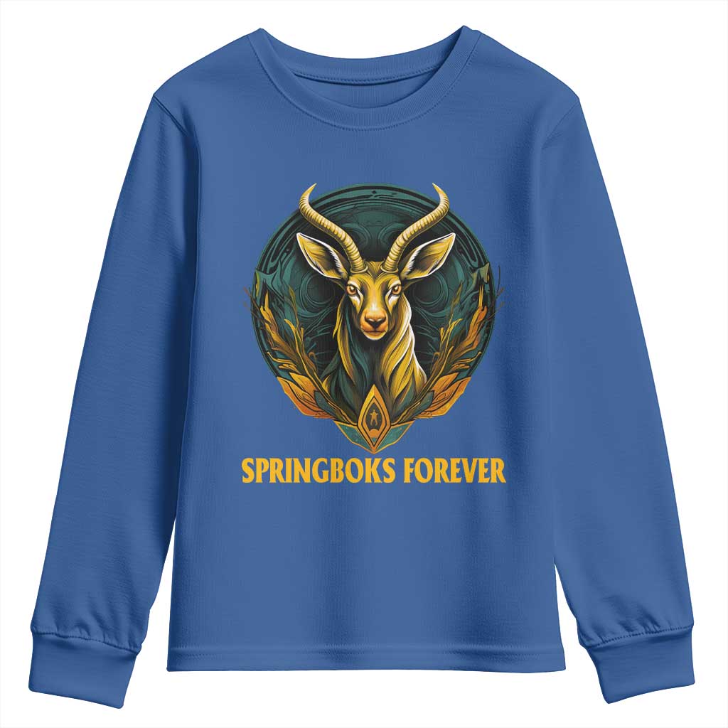 South Africa Rugby Springboks Youth Long Sleeve Shirt Forever Stronger Together Go Bokke