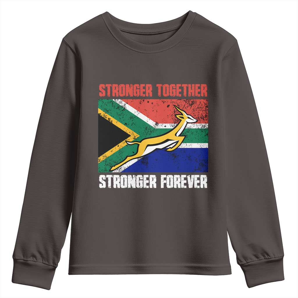 South Africa Rugby Springboks Youth Long Sleeve Shirt Stronger Together Stronger Forever Go Bokke
