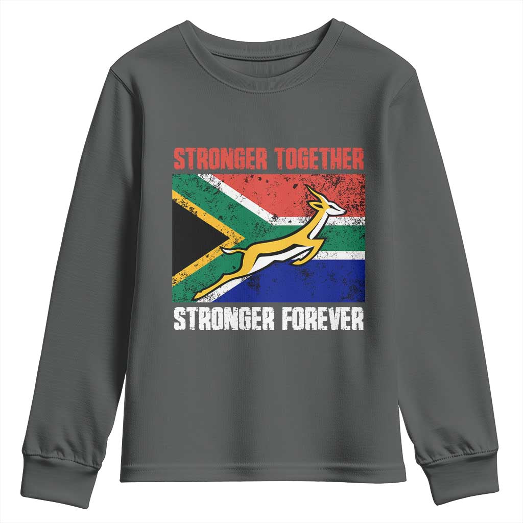 South Africa Rugby Springboks Youth Long Sleeve Shirt Stronger Together Stronger Forever Go Bokke