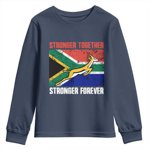 South Africa Rugby Springboks Youth Long Sleeve Shirt Stronger Together Stronger Forever Go Bokke