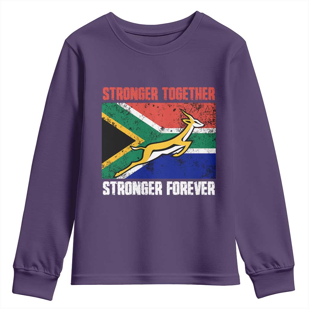 South Africa Rugby Springboks Youth Long Sleeve Shirt Stronger Together Stronger Forever Go Bokke