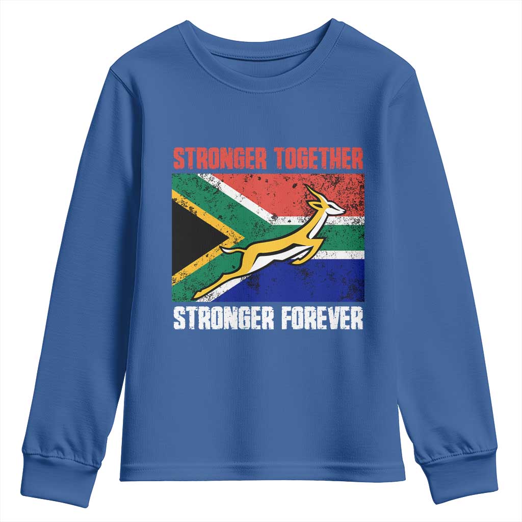 South Africa Rugby Springboks Youth Long Sleeve Shirt Stronger Together Stronger Forever Go Bokke