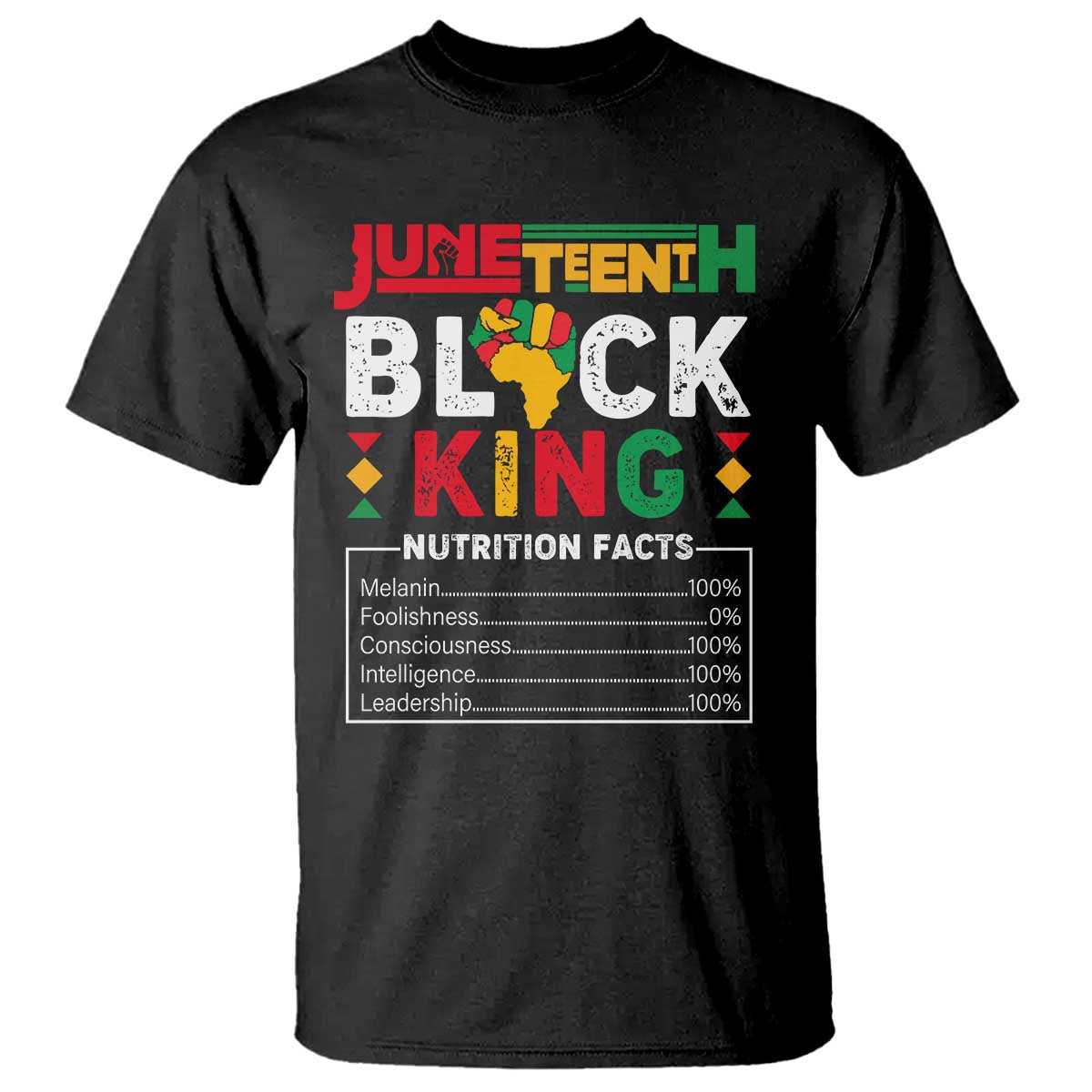 Funny Black King Nutrition Facts T Shirt African American