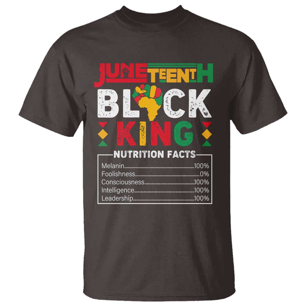 Funny Black King Nutrition Facts T Shirt African American