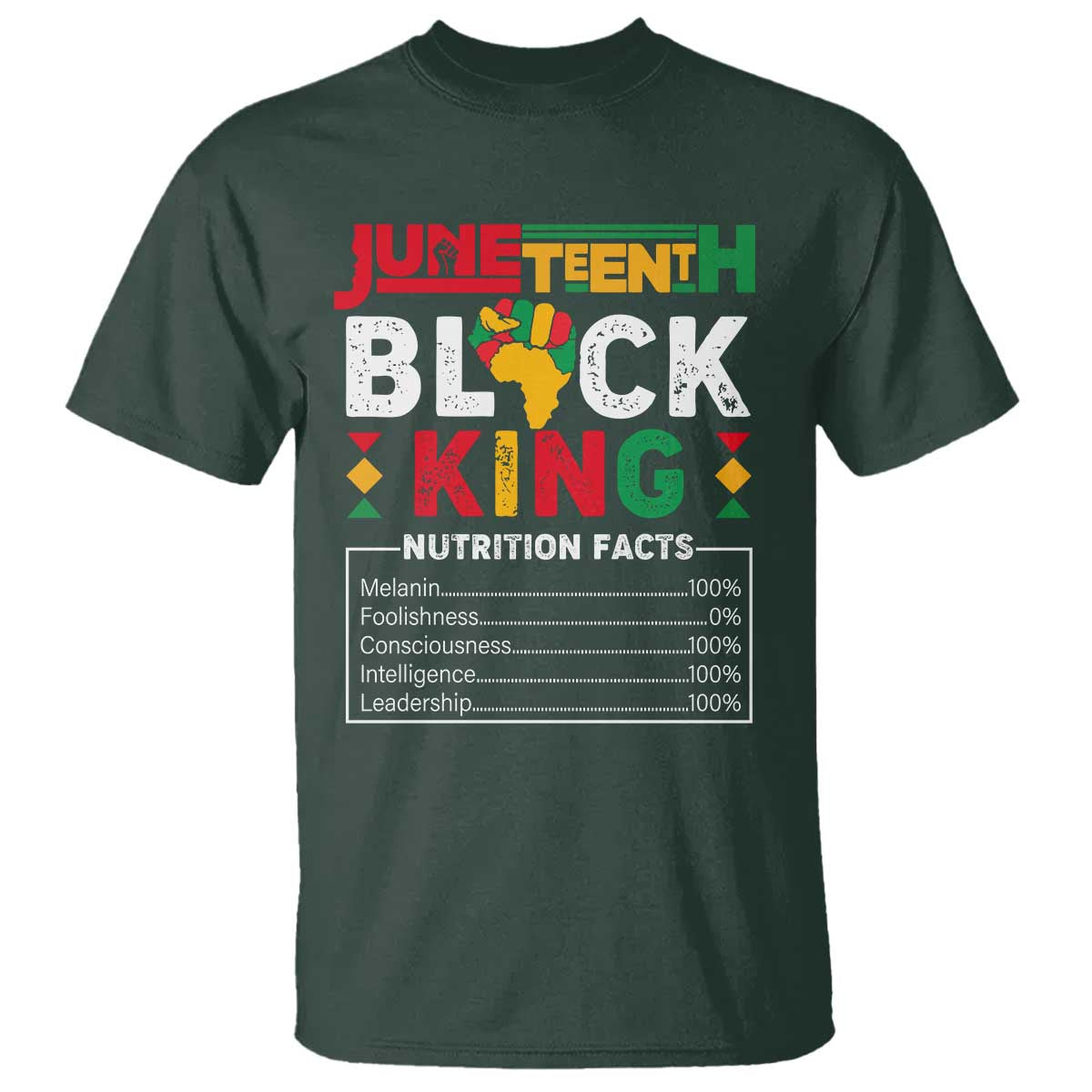 Funny Black King Nutrition Facts T Shirt African American