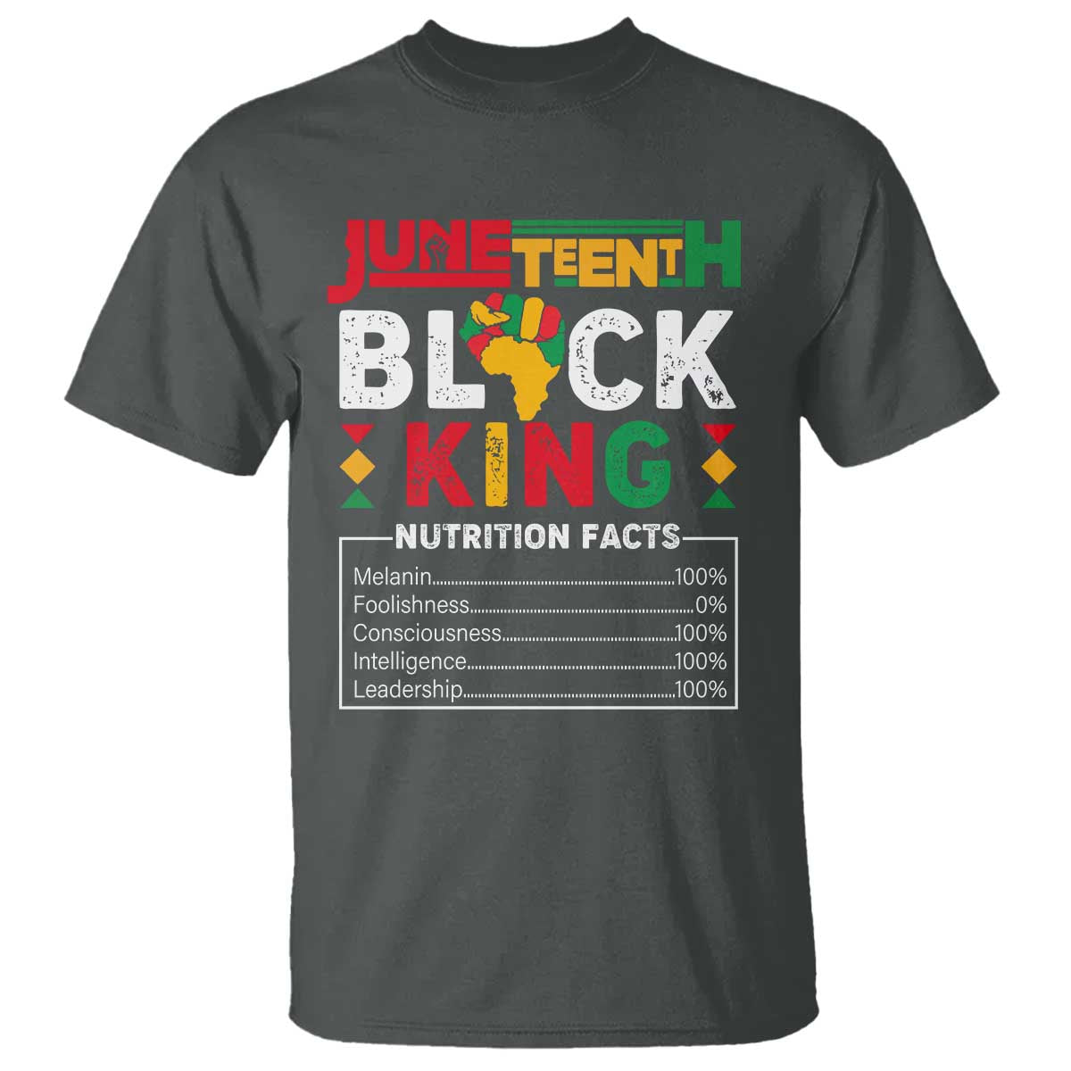Funny Black King Nutrition Facts T Shirt African American