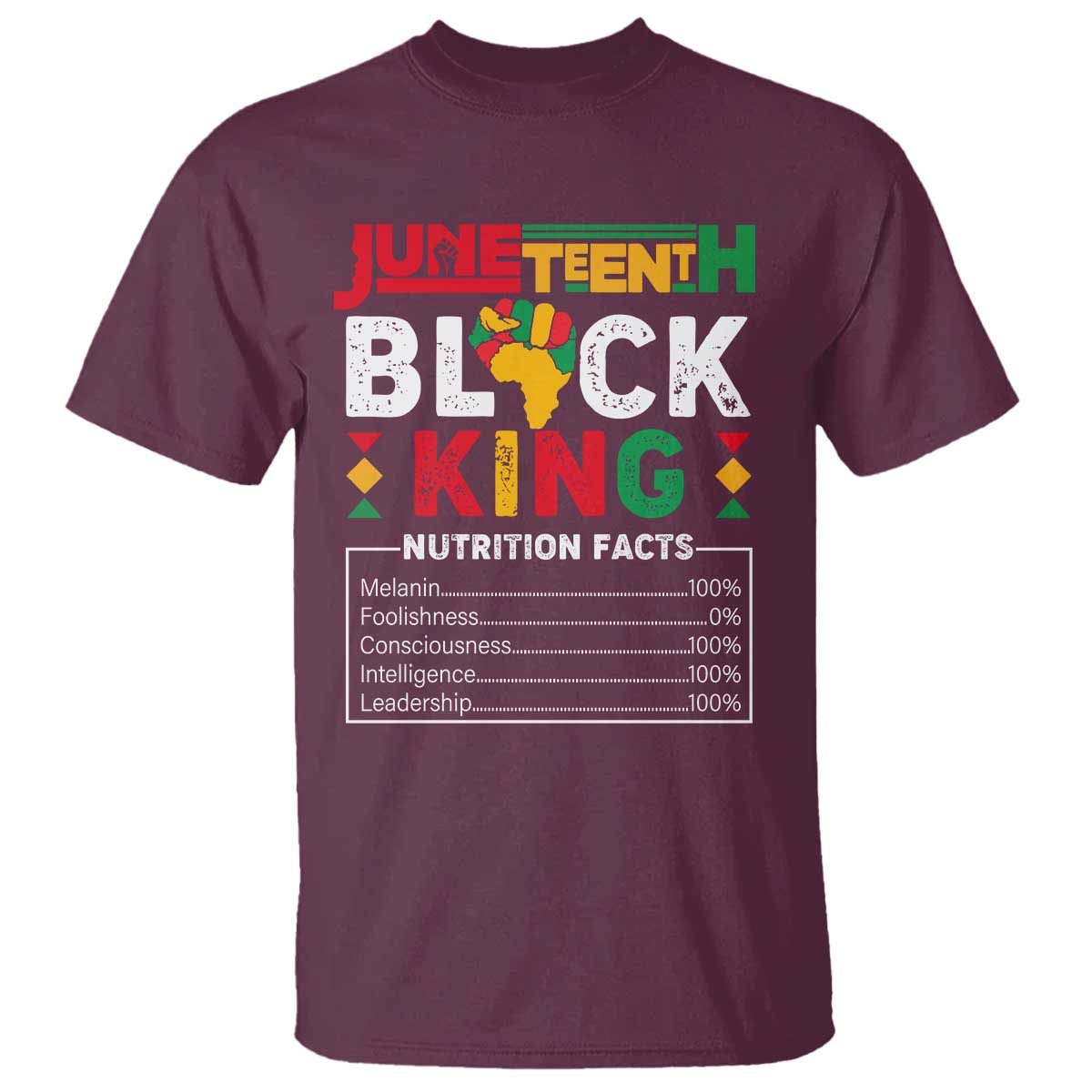 Funny Black King Nutrition Facts T Shirt African American