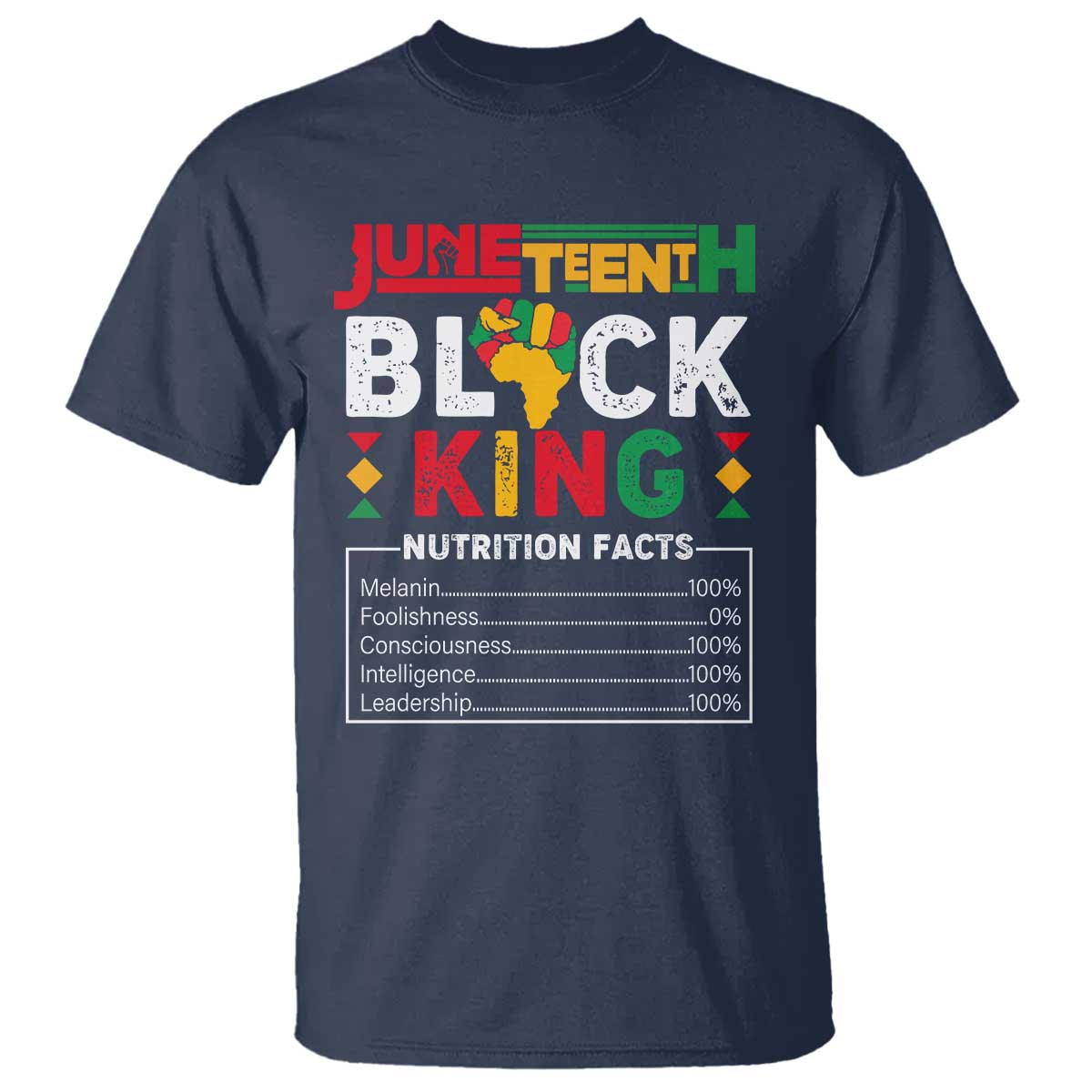 Funny Black King Nutrition Facts T Shirt African American