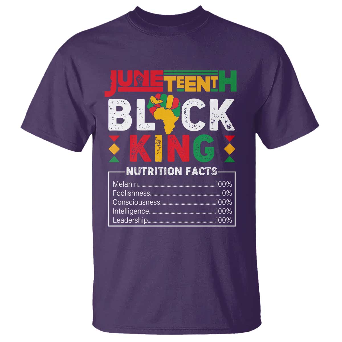 Funny Black King Nutrition Facts T Shirt African American