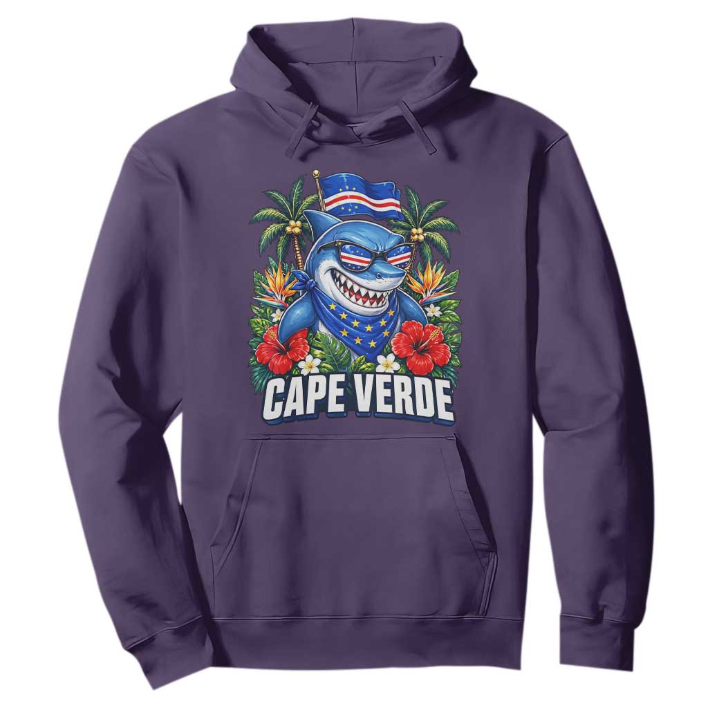 Cape Verde Cool Blue Shark Tropical Graphic Hoodie Cabo Verde Paradise Verdean Soccer Football Fans