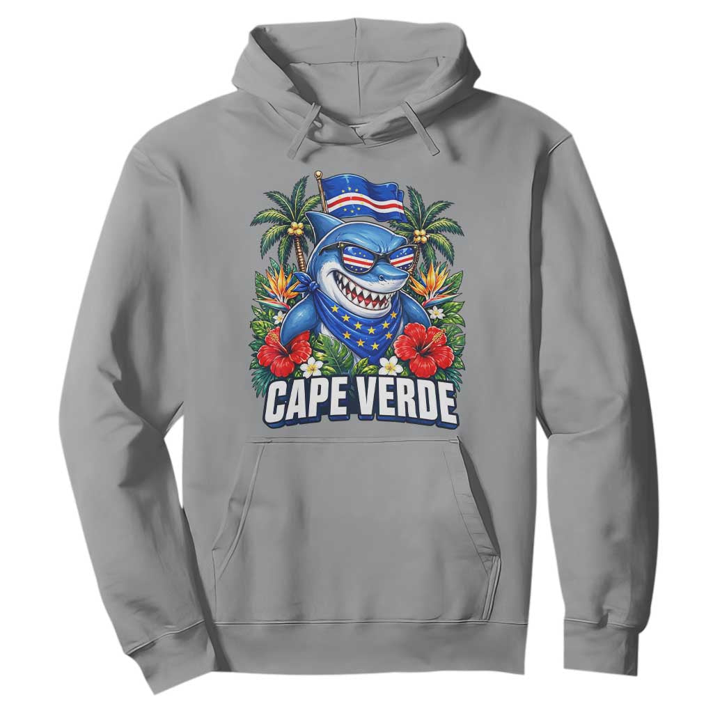 Cape Verde Cool Blue Shark Tropical Graphic Hoodie Cabo Verde Paradise Verdean Soccer Football Fans