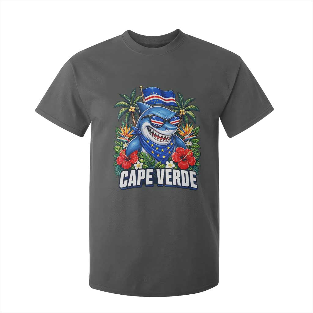 Cape Verde Cool Blue Shark Tropical Graphic T Shirt For Kid Cabo Verde Paradise Verdean Soccer Football Fans