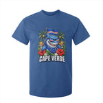 Cape Verde Cool Blue Shark Tropical Graphic T Shirt For Kid Cabo Verde Paradise Verdean Soccer Football Fans