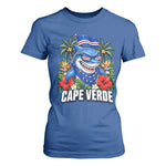 Cape Verde Cool Blue Shark Tropical Graphic T Shirt For Women Cabo Verde Paradise Verdean Soccer Football Fans