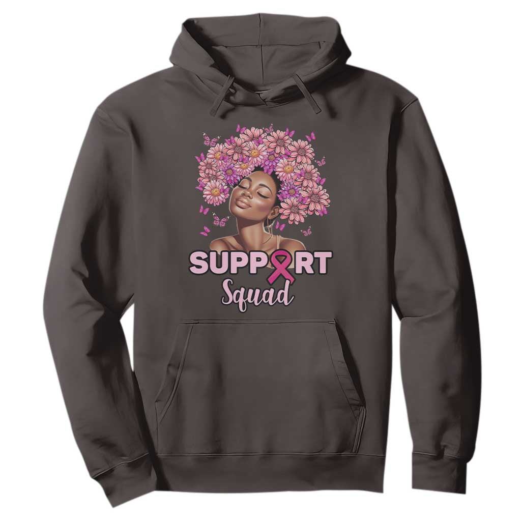 Breast Cancer Awareness Hoodie Black Afro Woman Support Squad Pink Ribbon Sunflower