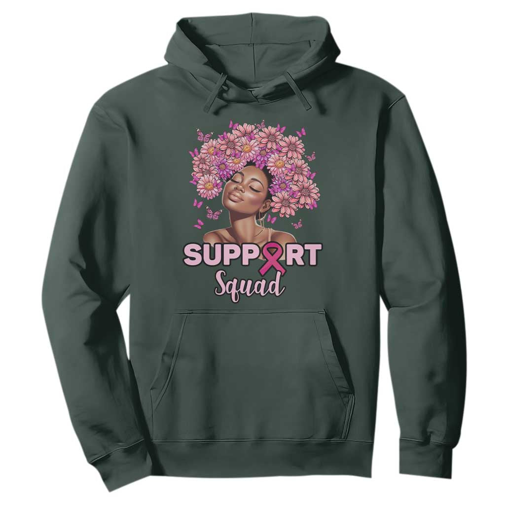 Breast Cancer Awareness Hoodie Black Afro Woman Support Squad Pink Ribbon Sunflower