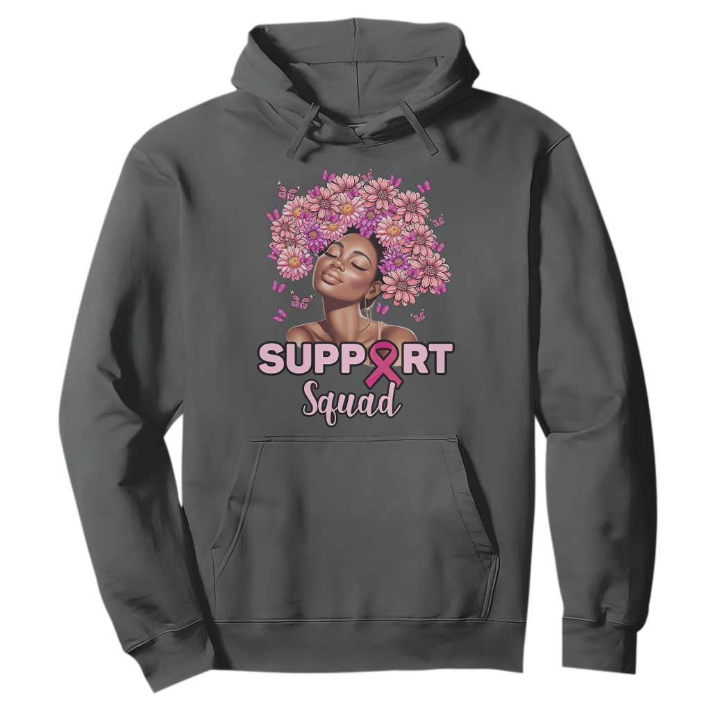 Breast Cancer Awareness Hoodie Black Afro Woman Support Squad Pink Ribbon Sunflower