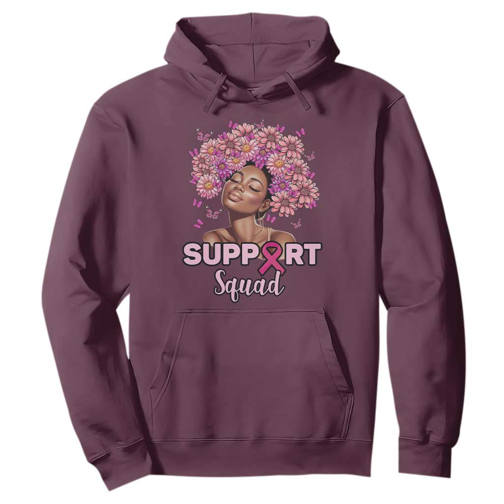 Breast Cancer Awareness Hoodie Black Afro Woman Support Squad Pink Ribbon Sunflower
