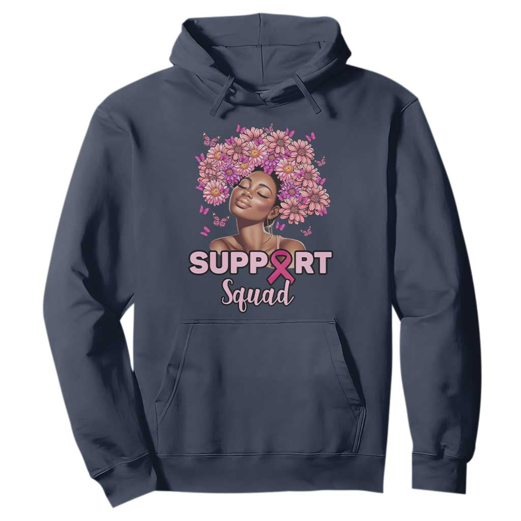 Breast Cancer Awareness Hoodie Black Afro Woman Support Squad Pink Ribbon Sunflower