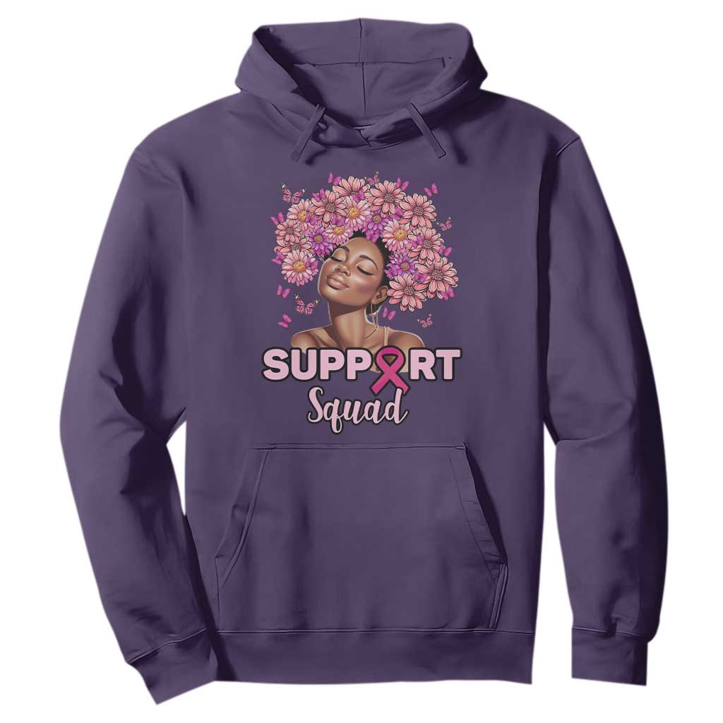 Breast Cancer Awareness Hoodie Black Afro Woman Support Squad Pink Ribbon Sunflower