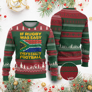 Funny South Africa Rugby Knit Sweatshirt If Rugby Was Easy They'd Call It Football