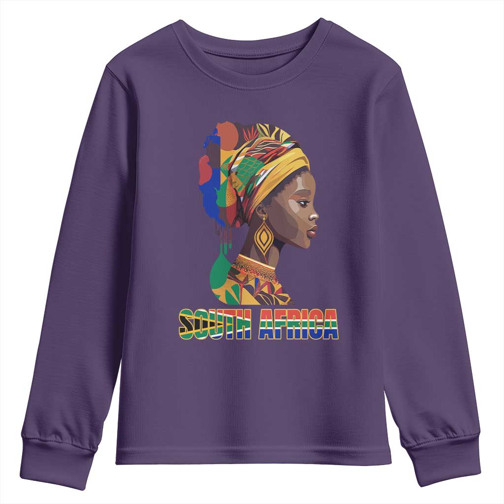 South Africa Pride Youth Long Sleeve Shirt Black African Woman