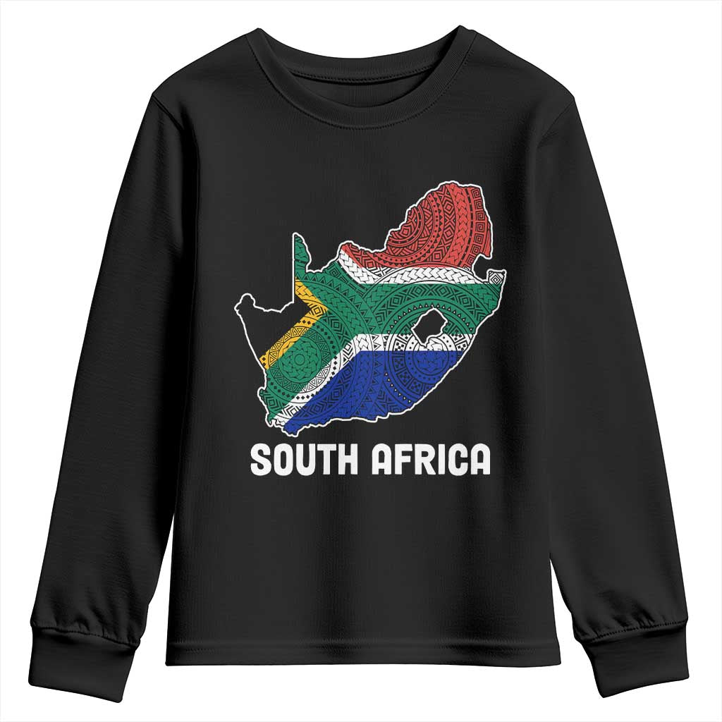 South Africa Pride Youth Long Sleeve Shirt South African Flag Map