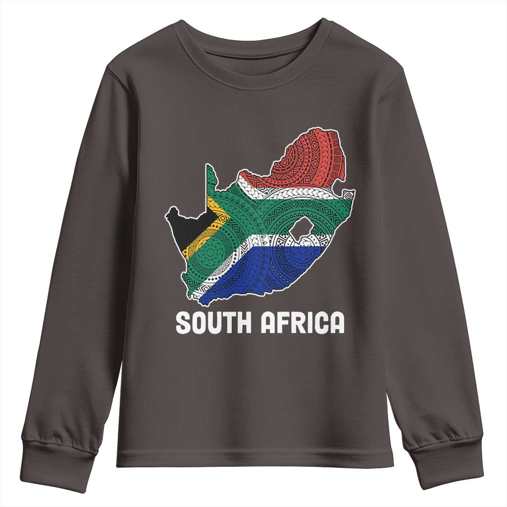 South Africa Pride Youth Long Sleeve Shirt South African Flag Map