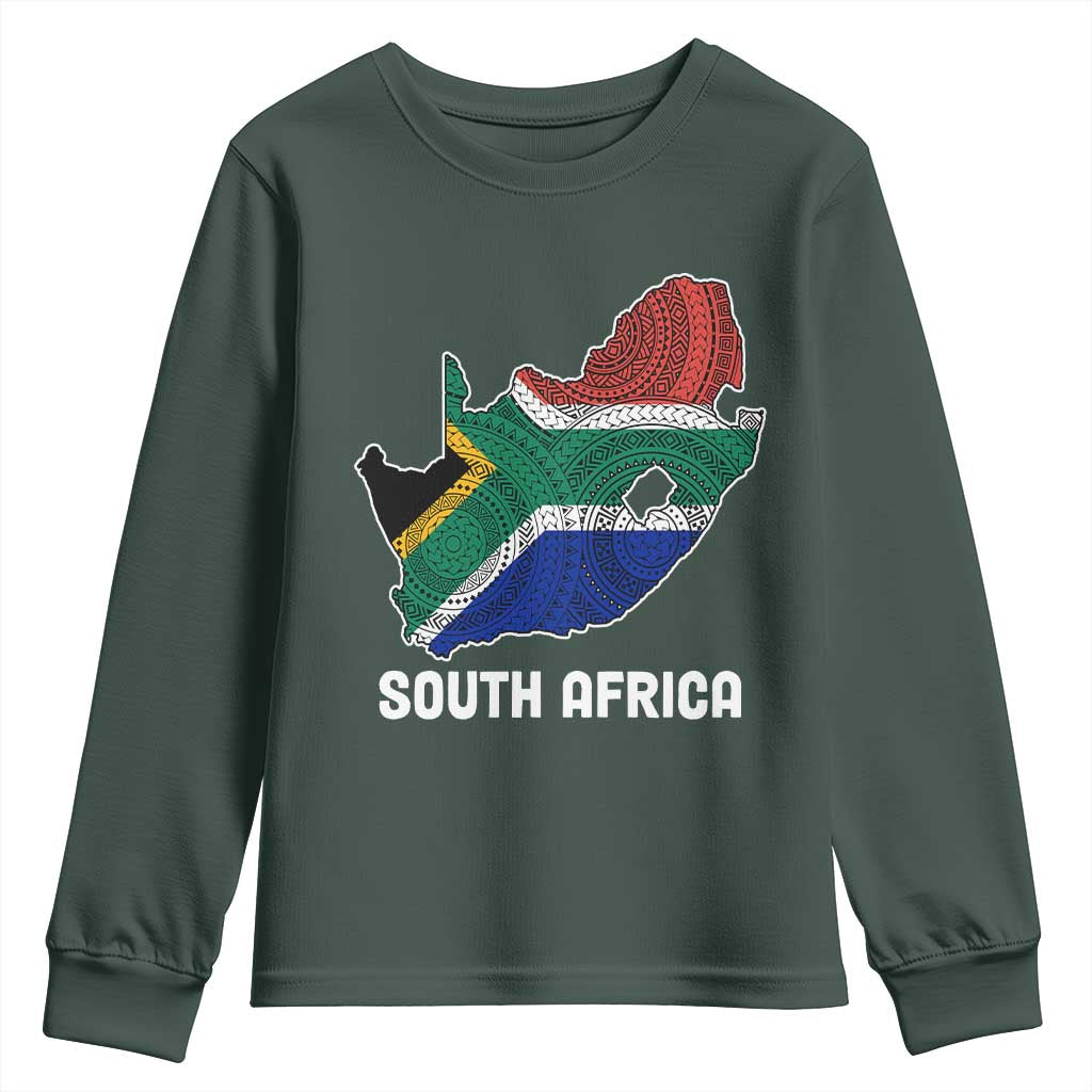 South Africa Pride Youth Long Sleeve Shirt South African Flag Map