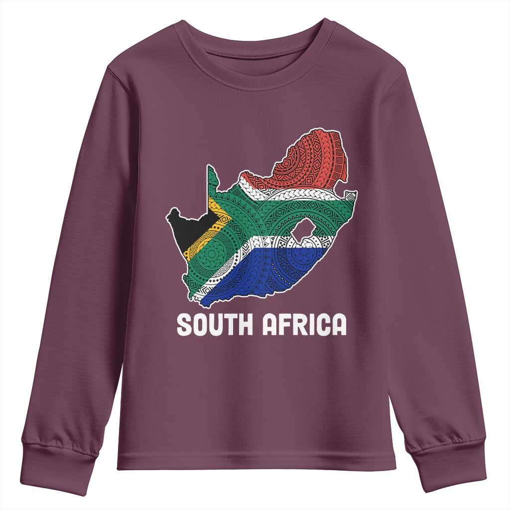 South Africa Pride Youth Long Sleeve Shirt South African Flag Map