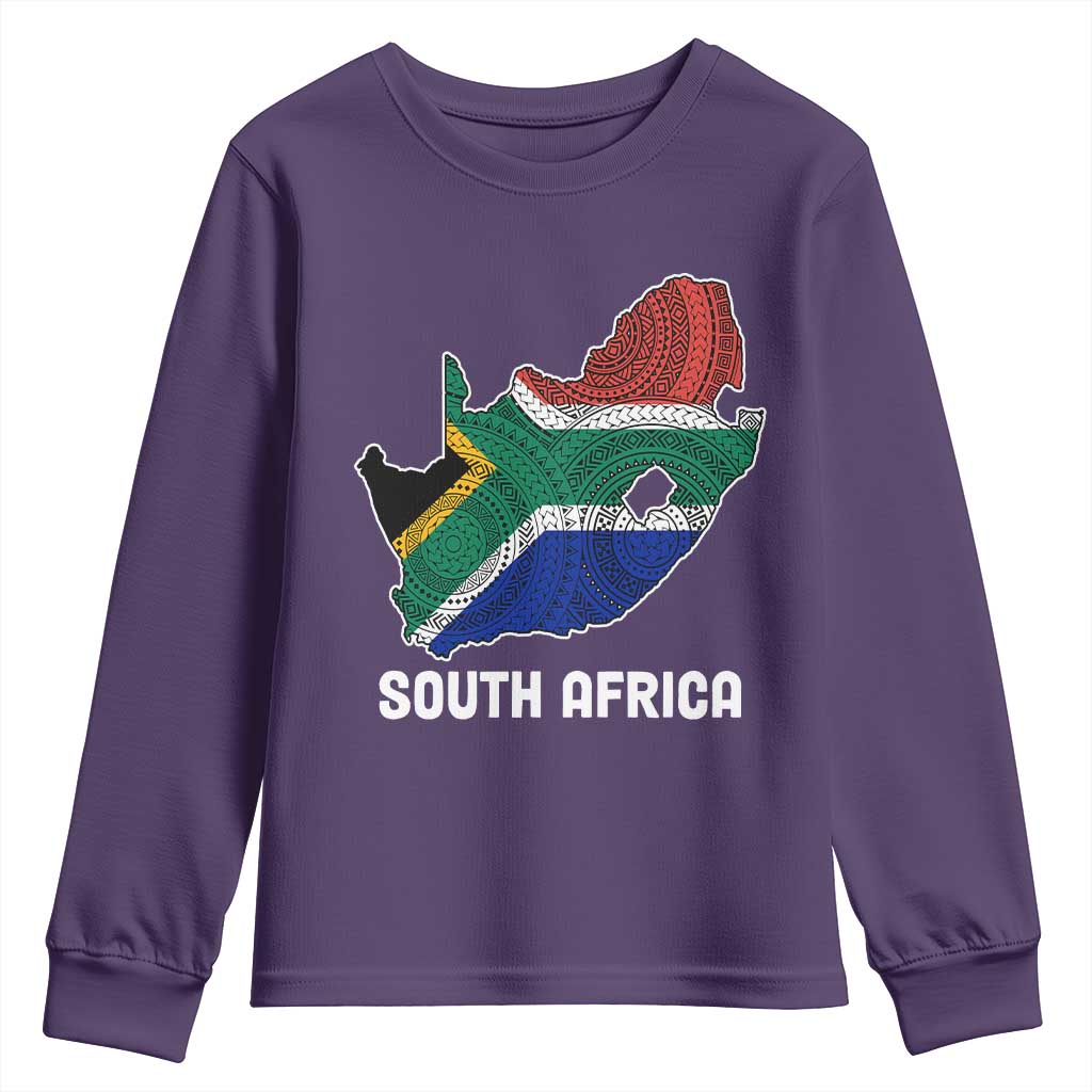 South Africa Pride Youth Long Sleeve Shirt South African Flag Map