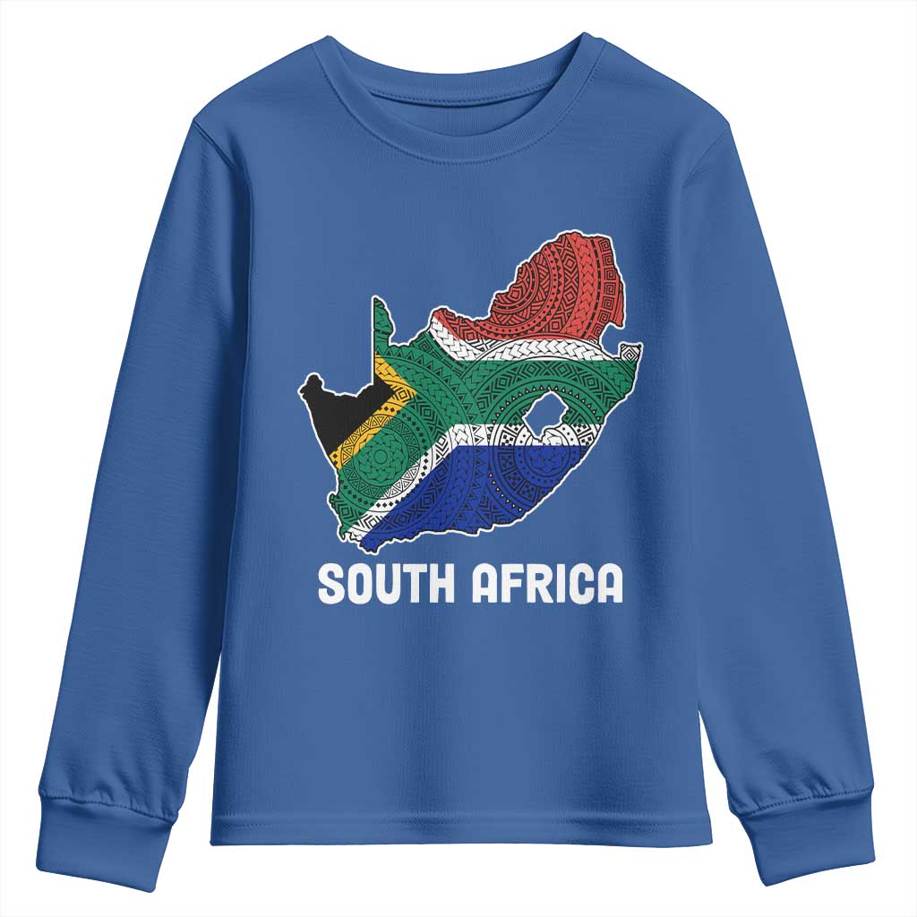 South Africa Pride Youth Long Sleeve Shirt South African Flag Map