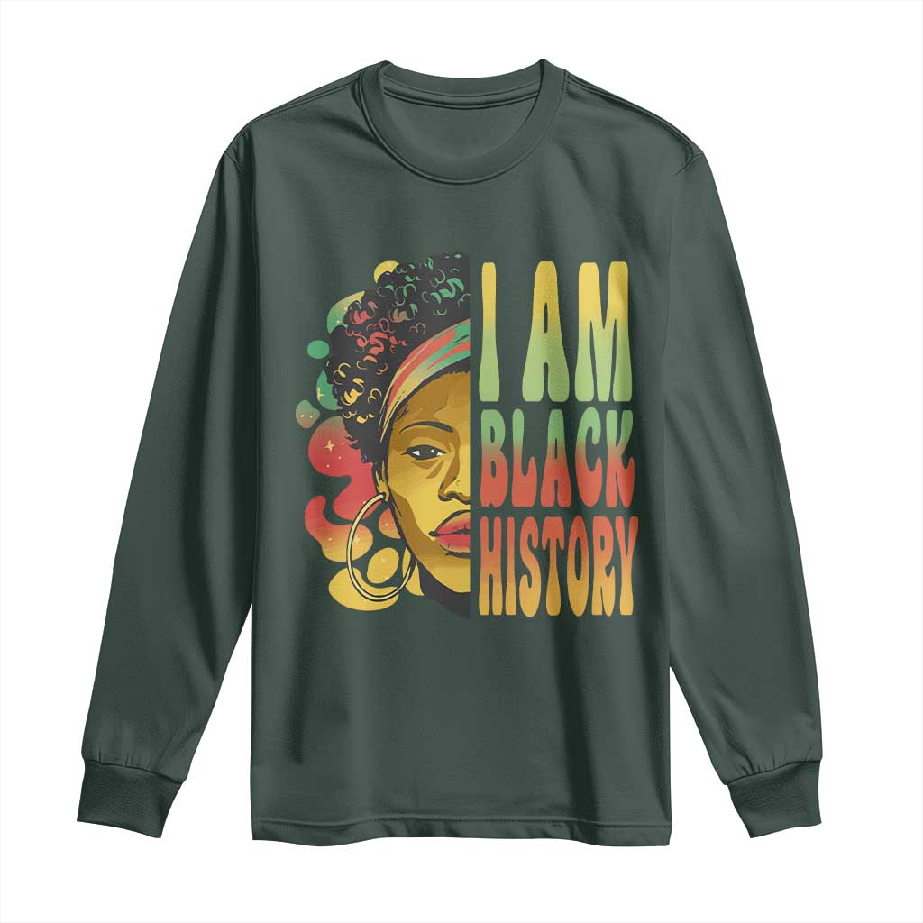 I Am Black History Long Sleeve Shirt Afro Black Woman African American Pride