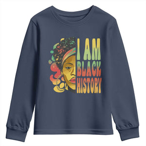 I Am Black History Youth Long Sleeve Shirt Afro Black Woman African American Pride