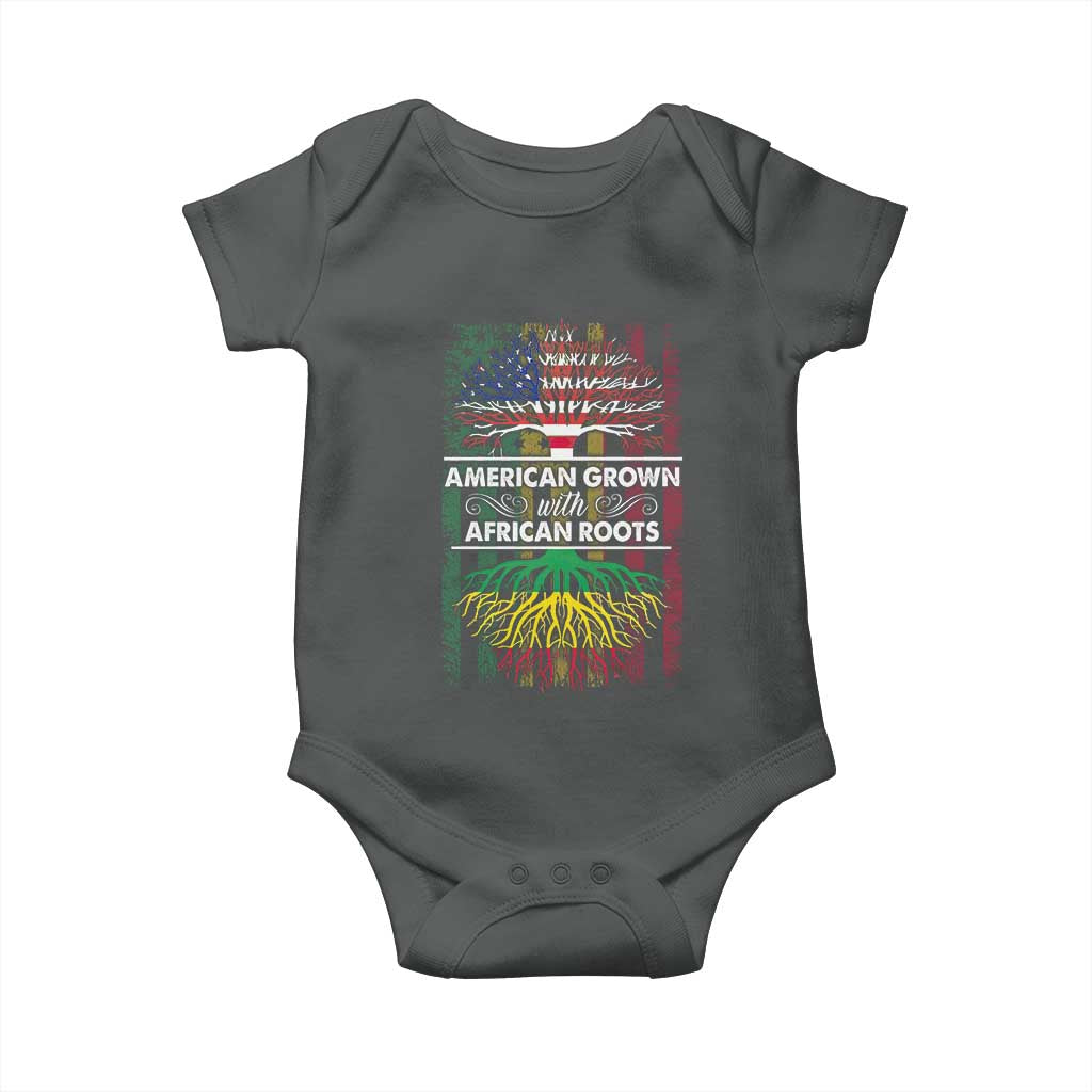 African American Roots Baby Onesie American Grown With African Roots US Flag Tree
