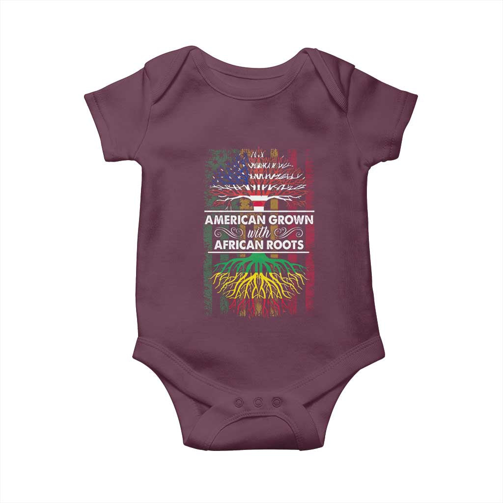 African American Roots Baby Onesie American Grown With African Roots US Flag Tree