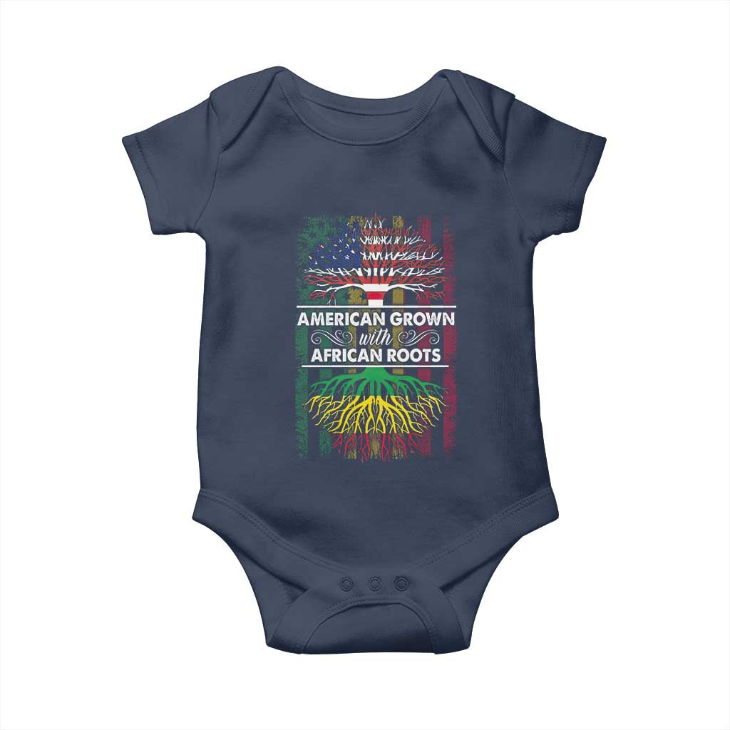 African American Roots Baby Onesie American Grown With African Roots US Flag Tree