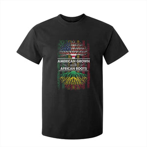 African American Roots T Shirt For Kid American Grown With African Roots US Flag Tree