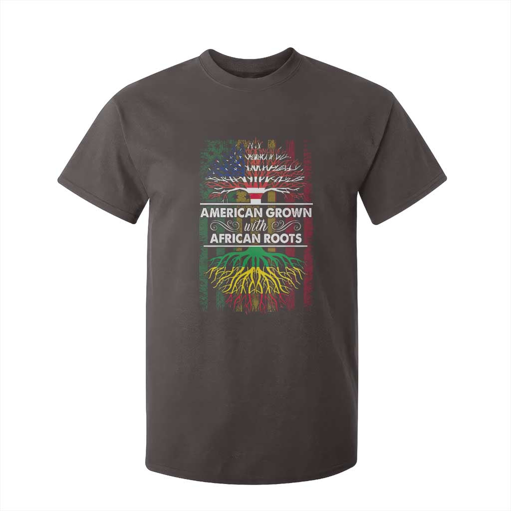 African American Roots T Shirt For Kid American Grown With African Roots US Flag Tree