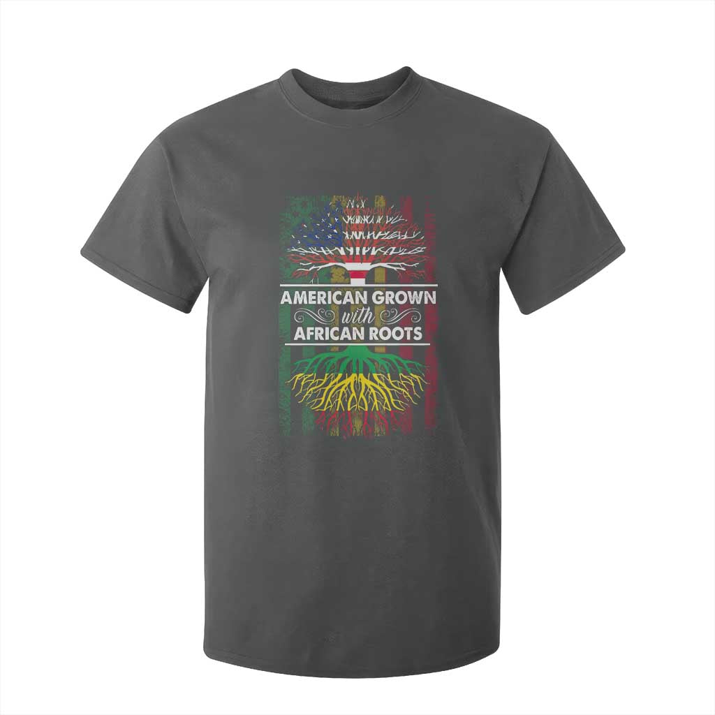 African American Roots T Shirt For Kid American Grown With African Roots US Flag Tree