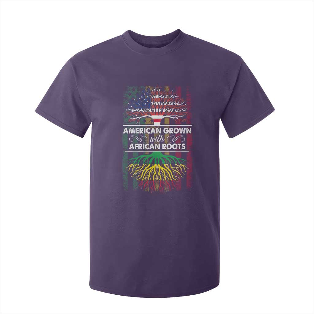 African American Roots T Shirt For Kid American Grown With African Roots US Flag Tree