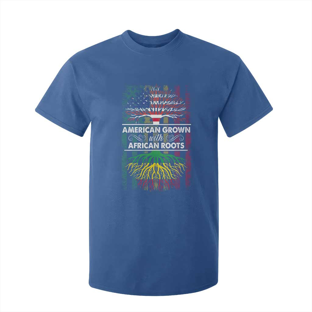 African American Roots T Shirt For Kid American Grown With African Roots US Flag Tree