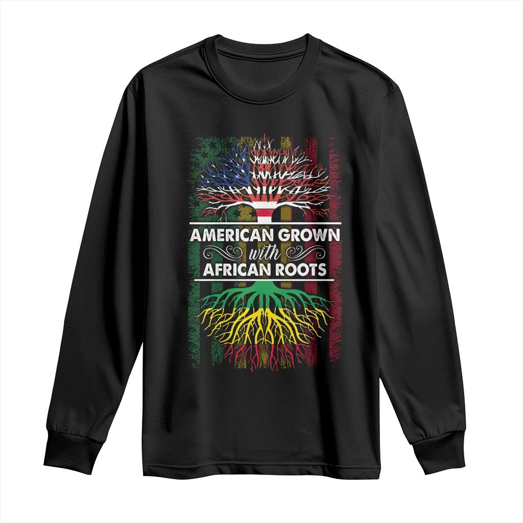 African American Roots Long Sleeve Shirt American Grown With African Roots US Flag Tree