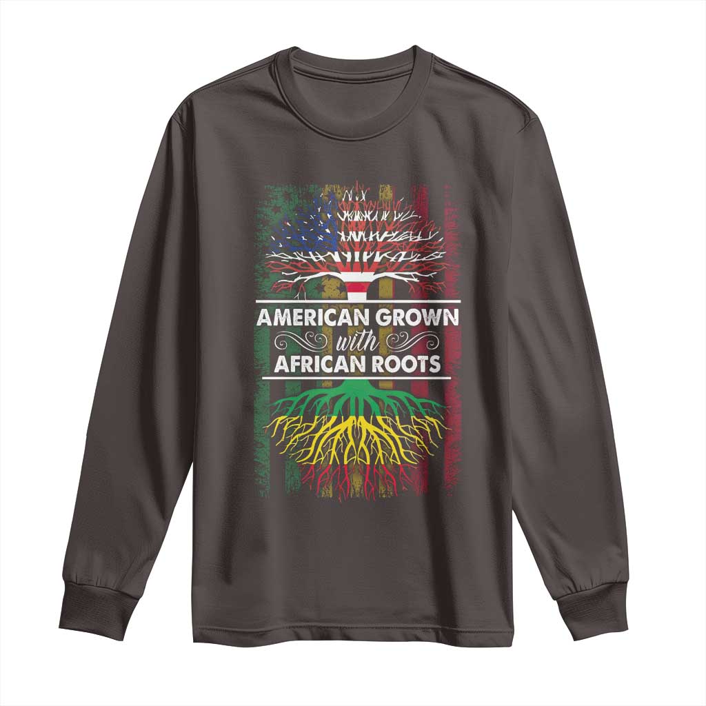 African American Roots Long Sleeve Shirt American Grown With African Roots US Flag Tree