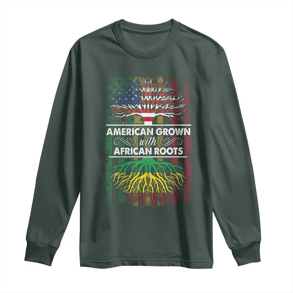 African American Roots Long Sleeve Shirt American Grown With African Roots US Flag Tree