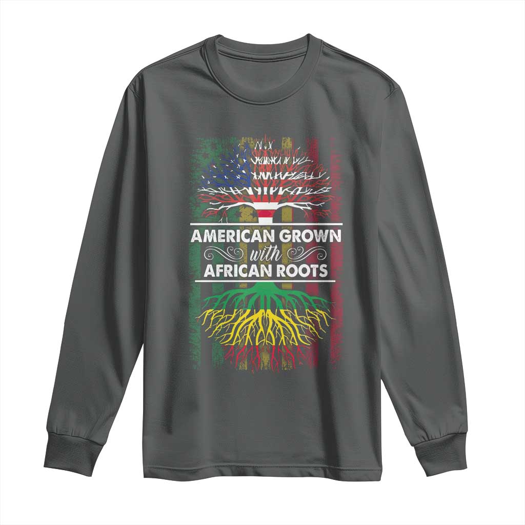 African American Roots Long Sleeve Shirt American Grown With African Roots US Flag Tree