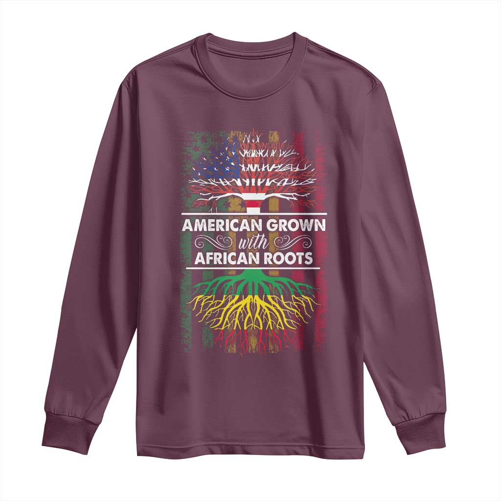 African American Roots Long Sleeve Shirt American Grown With African Roots US Flag Tree